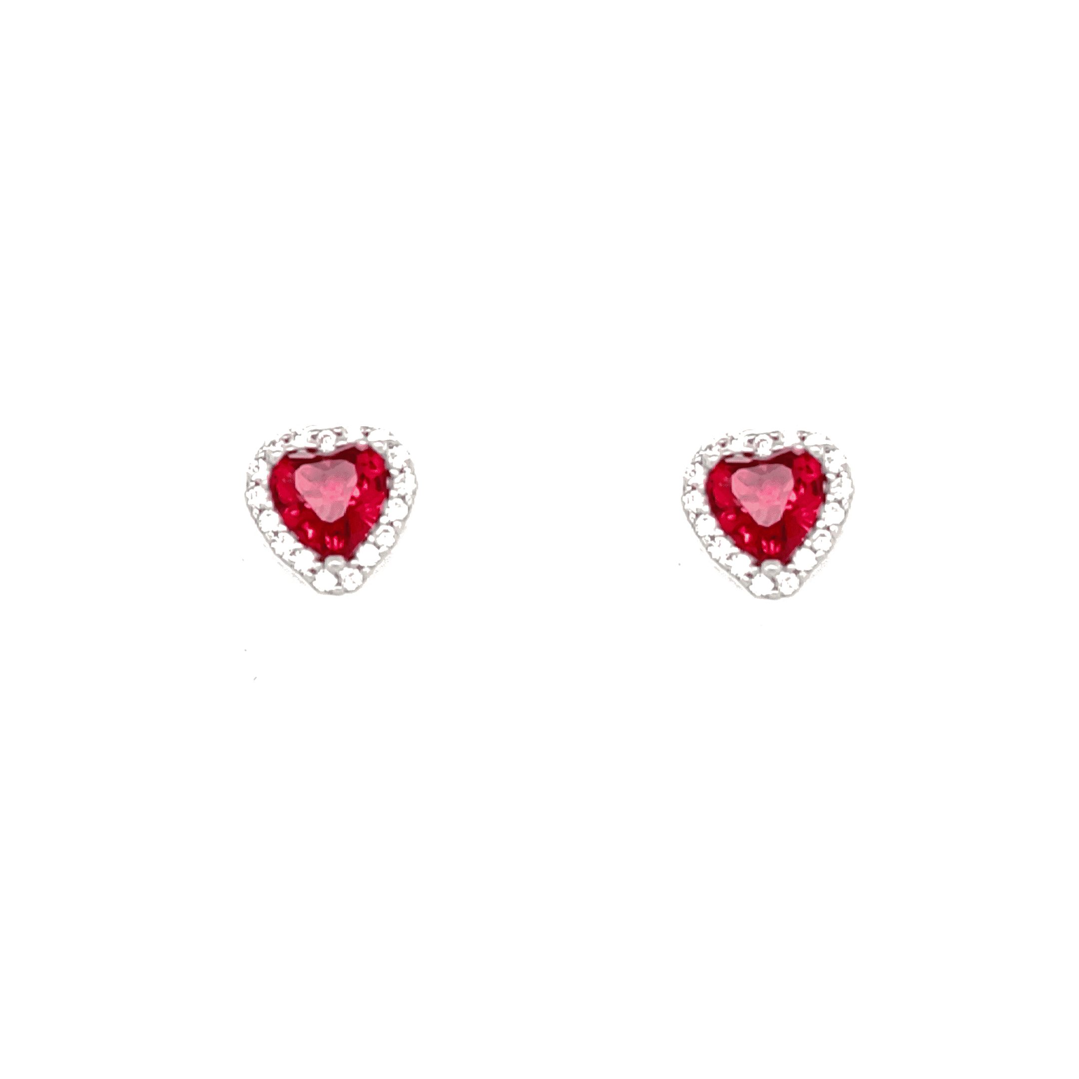 Asfour 925 Sterling Silver Earring with  Zicron Stone, Red