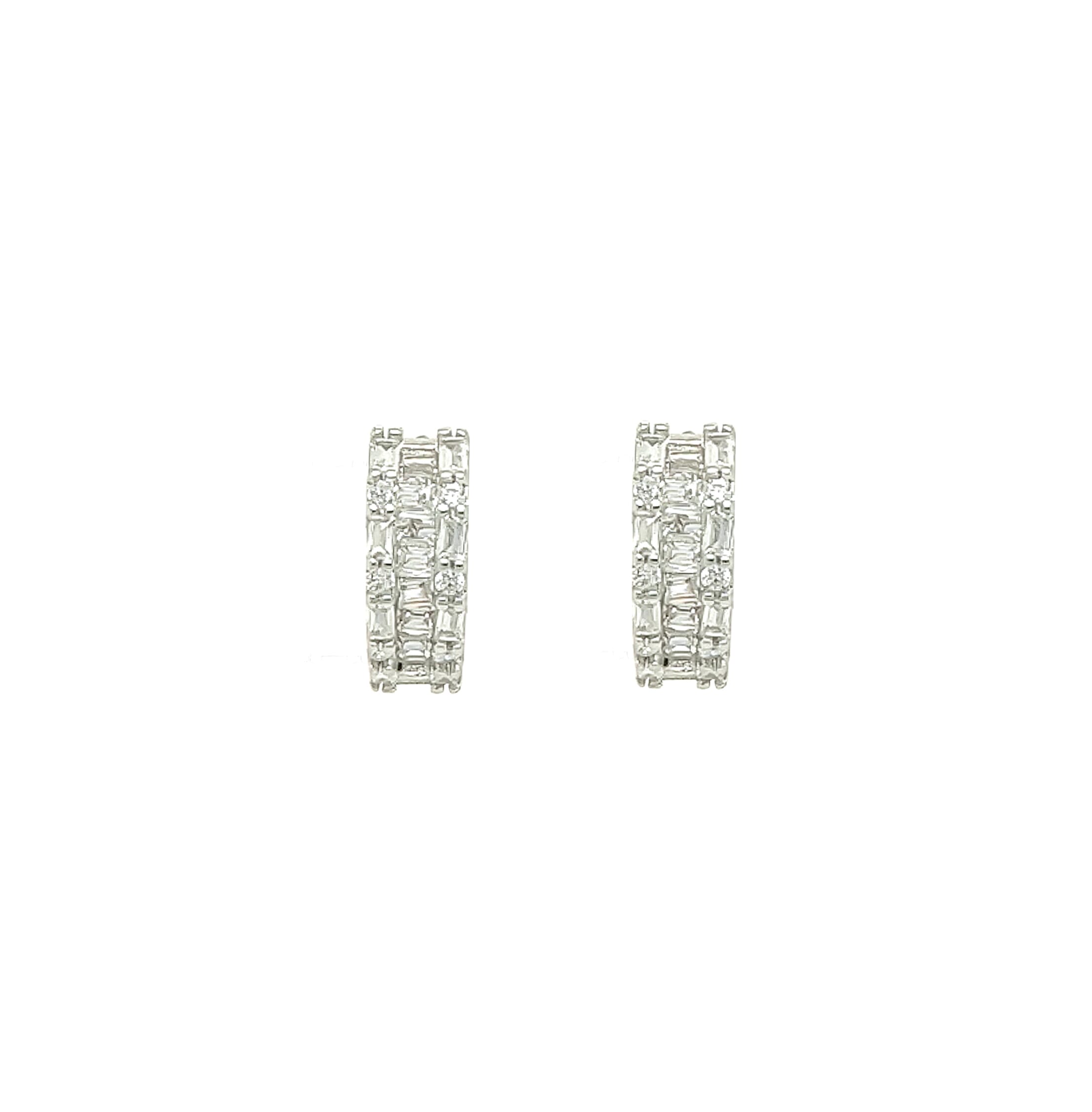 Asfour Crystal 925 Sterling Silver  Square Earrings