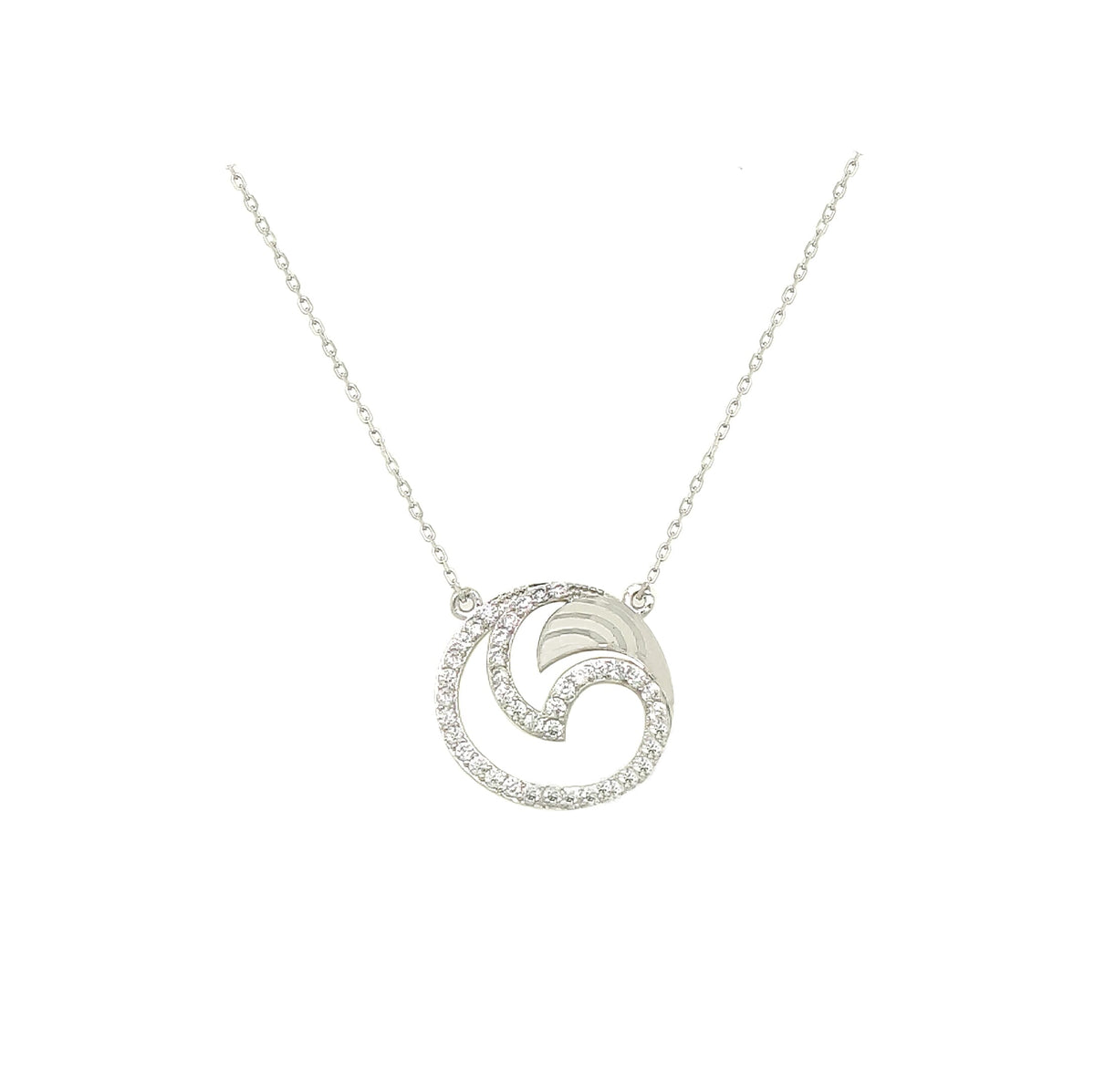 Asfour Crystal 925 Sterling Silver  Round Design Necklace