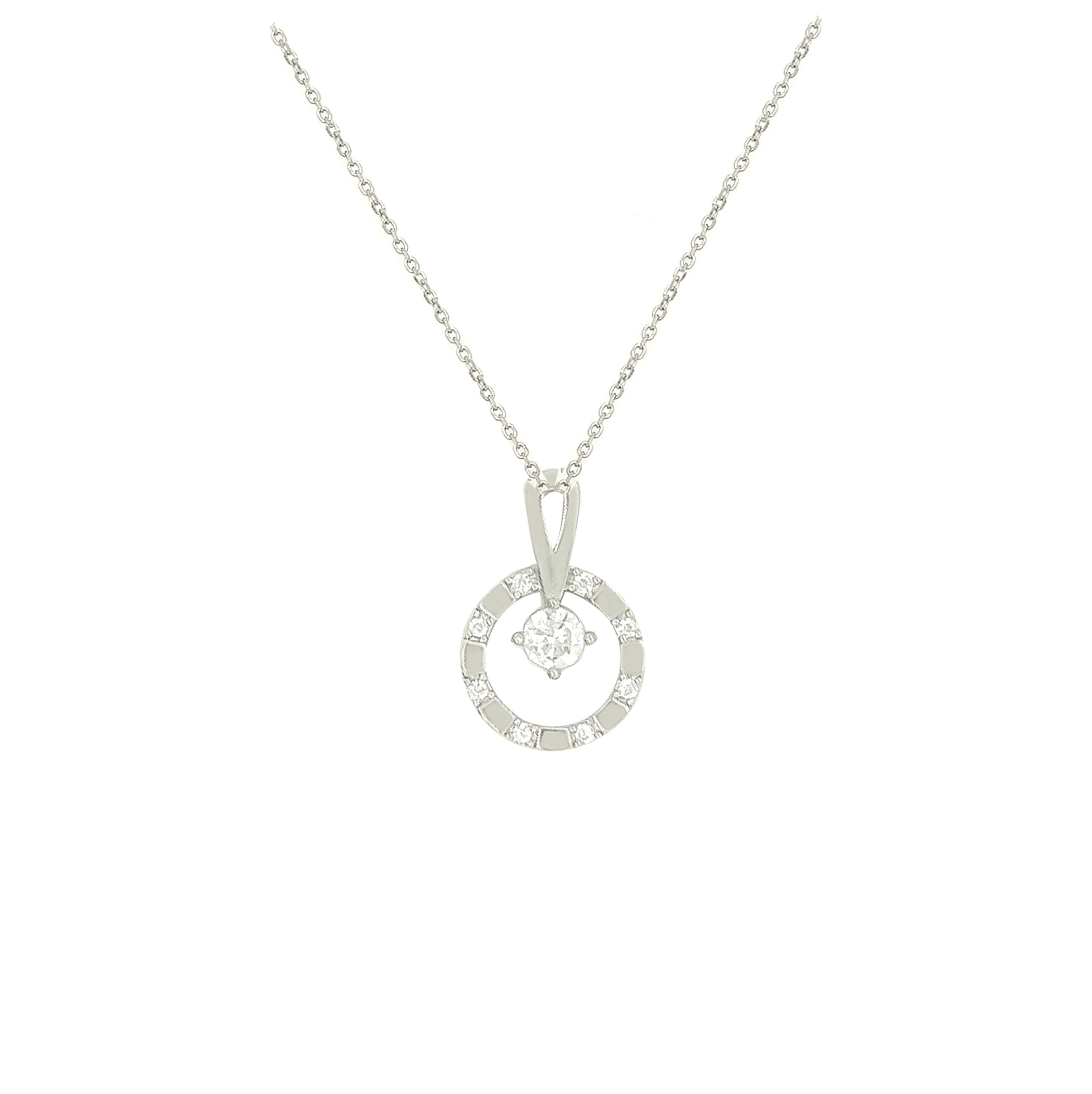 Asfour Crystal 925 Sterling Silver  Round Chain Necklace