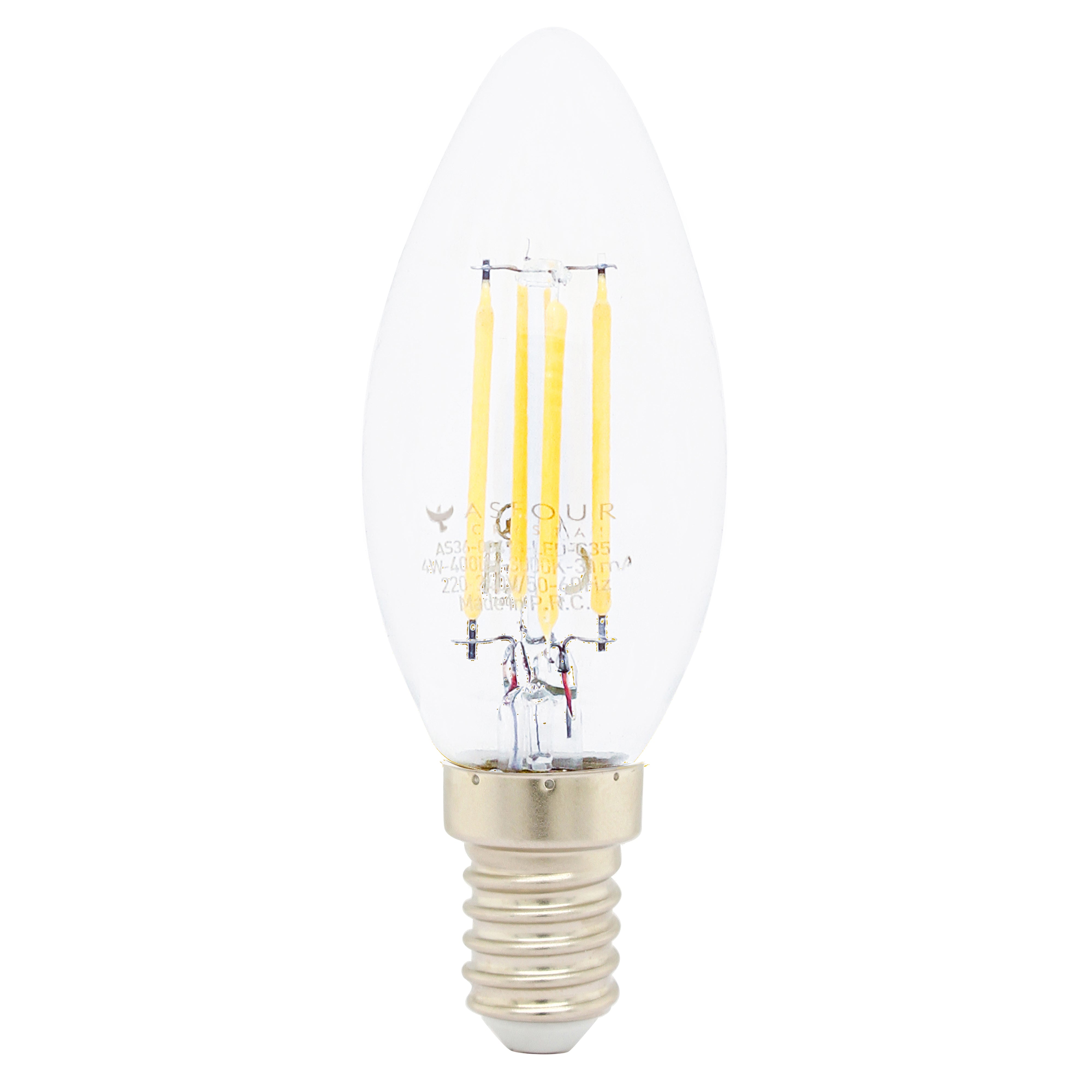 Asfour Led Filament Bulb E14 - Warm Light - 4w (Energy Saver)