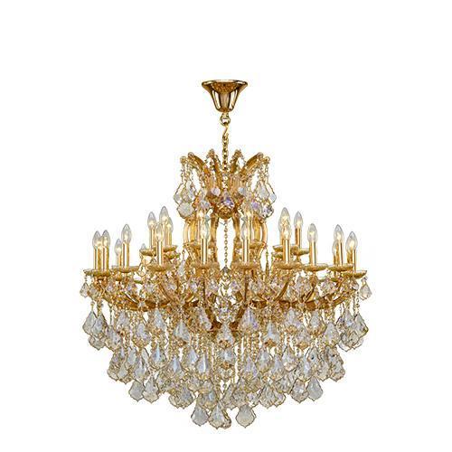 Asfour Crystal - Maria Theresa Chandelier - 30 Bulbs - Gold - Pendeloque Golden Shadow
