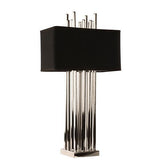 Table Lamp Chrome And Black Fabric Material (With Shade)