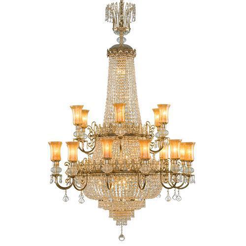 Asfour Crystal - Empire Chandelier - 34 Bulbs - Gold Oxide - Drop Clear