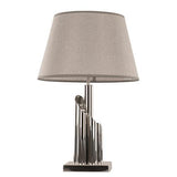 Table Lamp Chrome And Gray Fabric Material (With Shade)