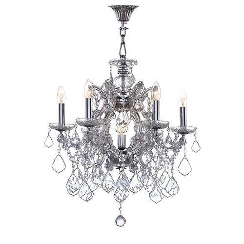 Asfour Crystal - Maria Theresa Chandelier - 7 Bulbs - Chrome - Pendeloque Clear