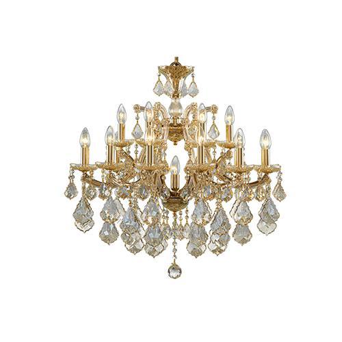 Asfour Crystal - Maria Theresa Chandelier - 19 Bulbs - Gold - Ball & Drop  Clear