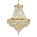 Asfour Crystal - Empire Chandelier - 15 Bulbs - Gold - Pendeloque & Octagon Clear Clear