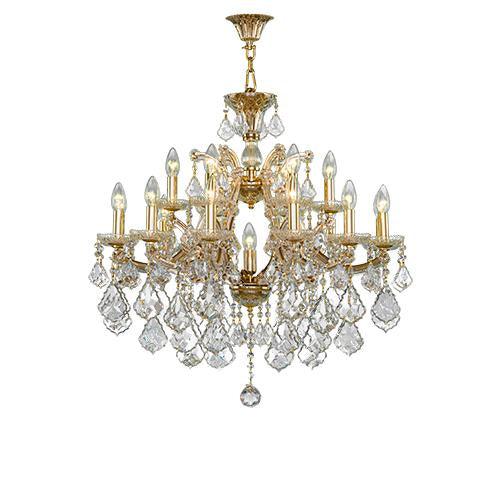 Asfour Crystal - Maria Theresa Chandelier - 19 Bulbs - Gold - Ball & Drop  Clear