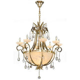 Asfour Crystal - Alabaster Chandelier - 12 Bulbs - Gold Oxide - Ball Clear