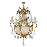 Asfour Crystal - Alabaster Chandelier - 10 Bulbs - Gold Oxide - Ball Clear