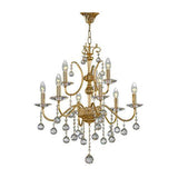 Asfour Crystal - Majestic Chandelier - 9 Bulbs - Gold - Ball & Octagon Clear