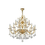 Asfour Crystal - Majestic Chandelier - 18 Bulbs - Gold - Drop Clear