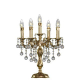 Table Lamp Gold 5 Bulbs  Crystals (Without Shade)