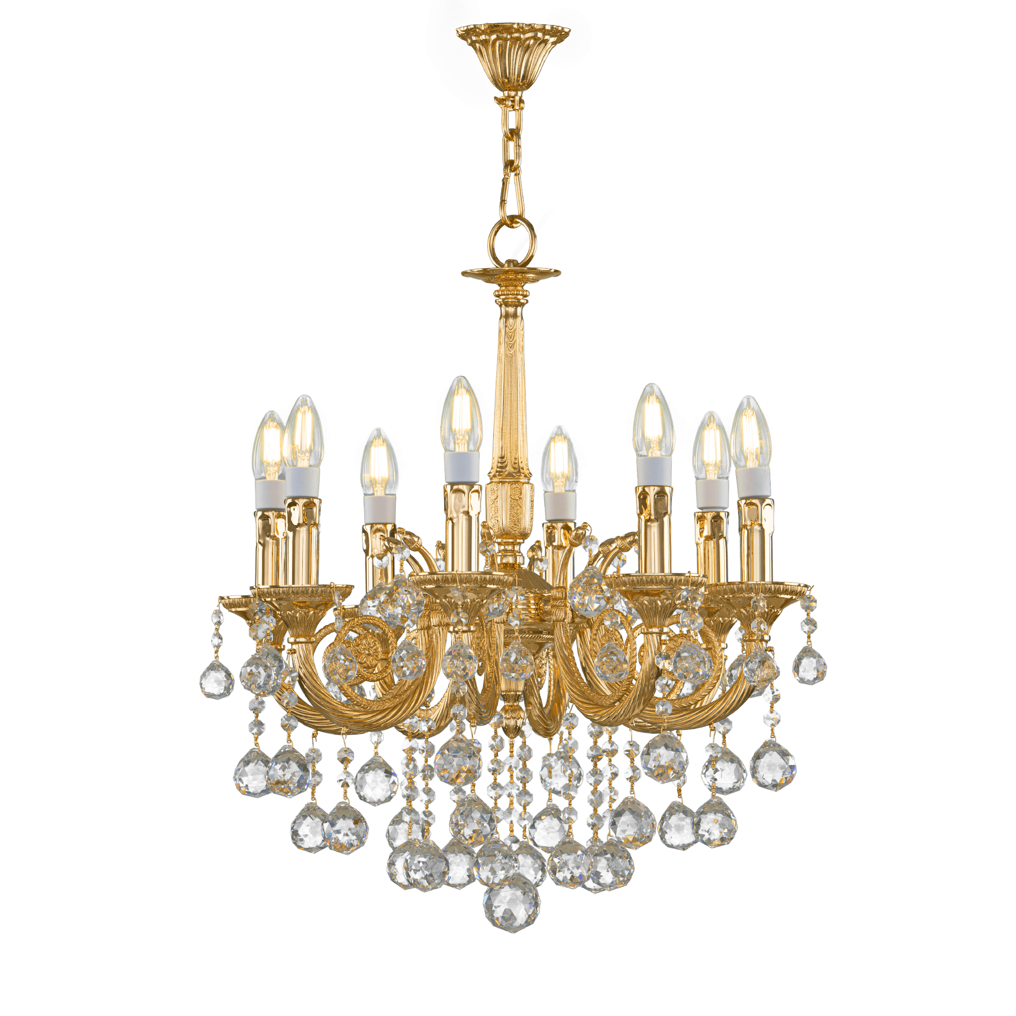 Asfour-Crystal-Lighting-Brass-Collection-Brass-Chandelier-8-Bulbs-Gold