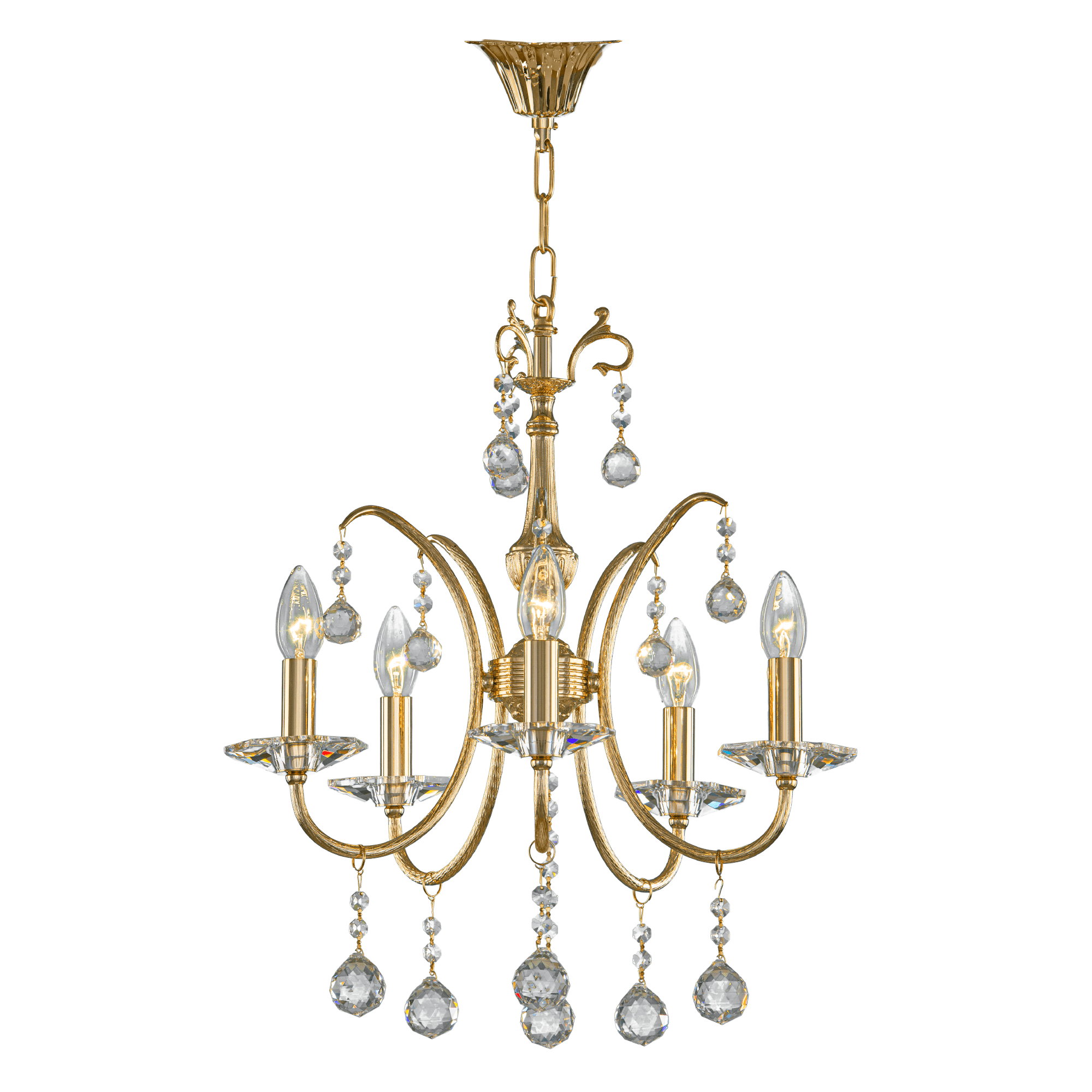 Asfour-Crystal-Lighting-Majestic-Collection-Majestic-Chandelier-5-Bulbs-Gold