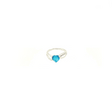 Asfour 925 Silver Aquamarine Heart Ring - Silver - Asfour Crystal