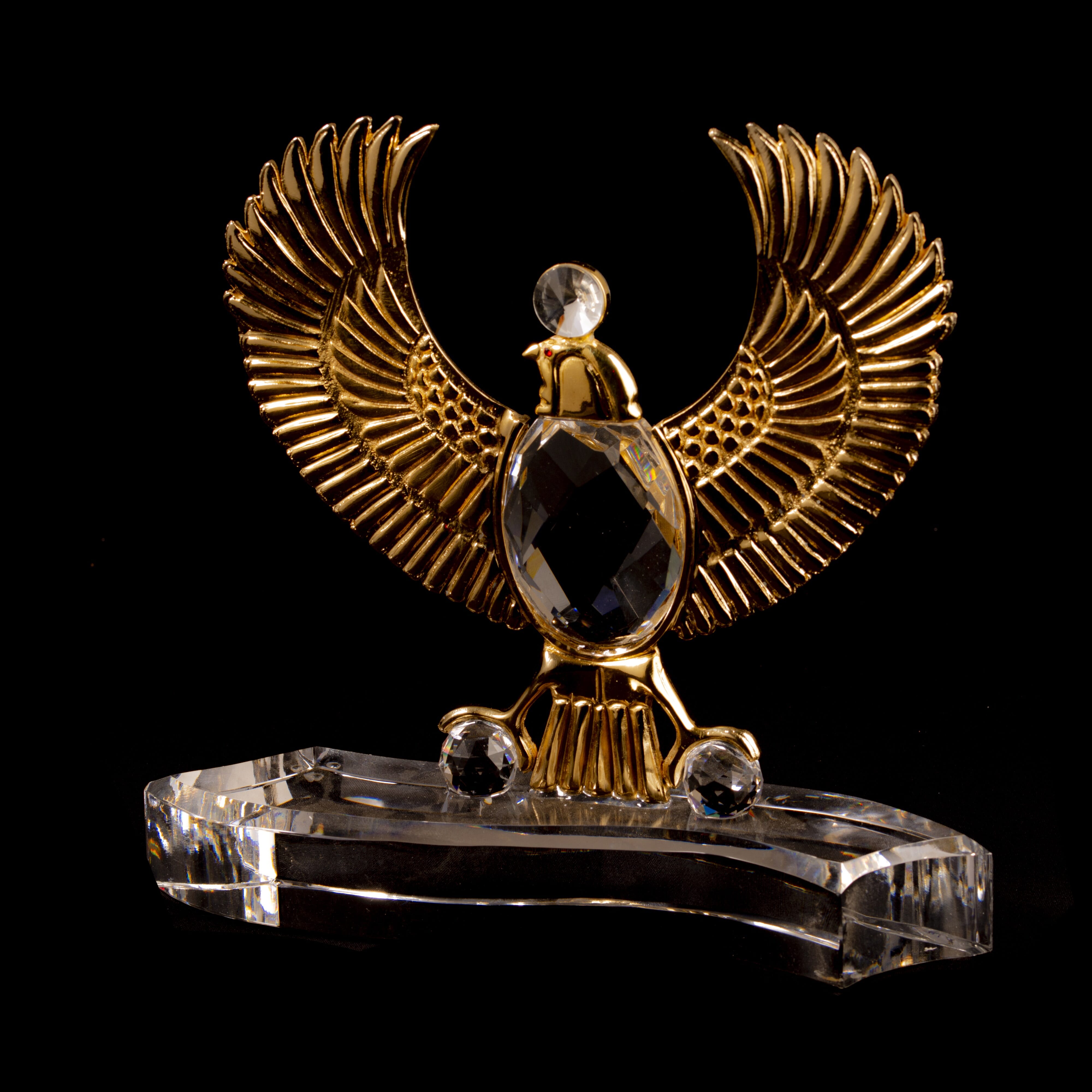Pharaonic Falcon On A Crystal Base, 22*23 Gold-transparent