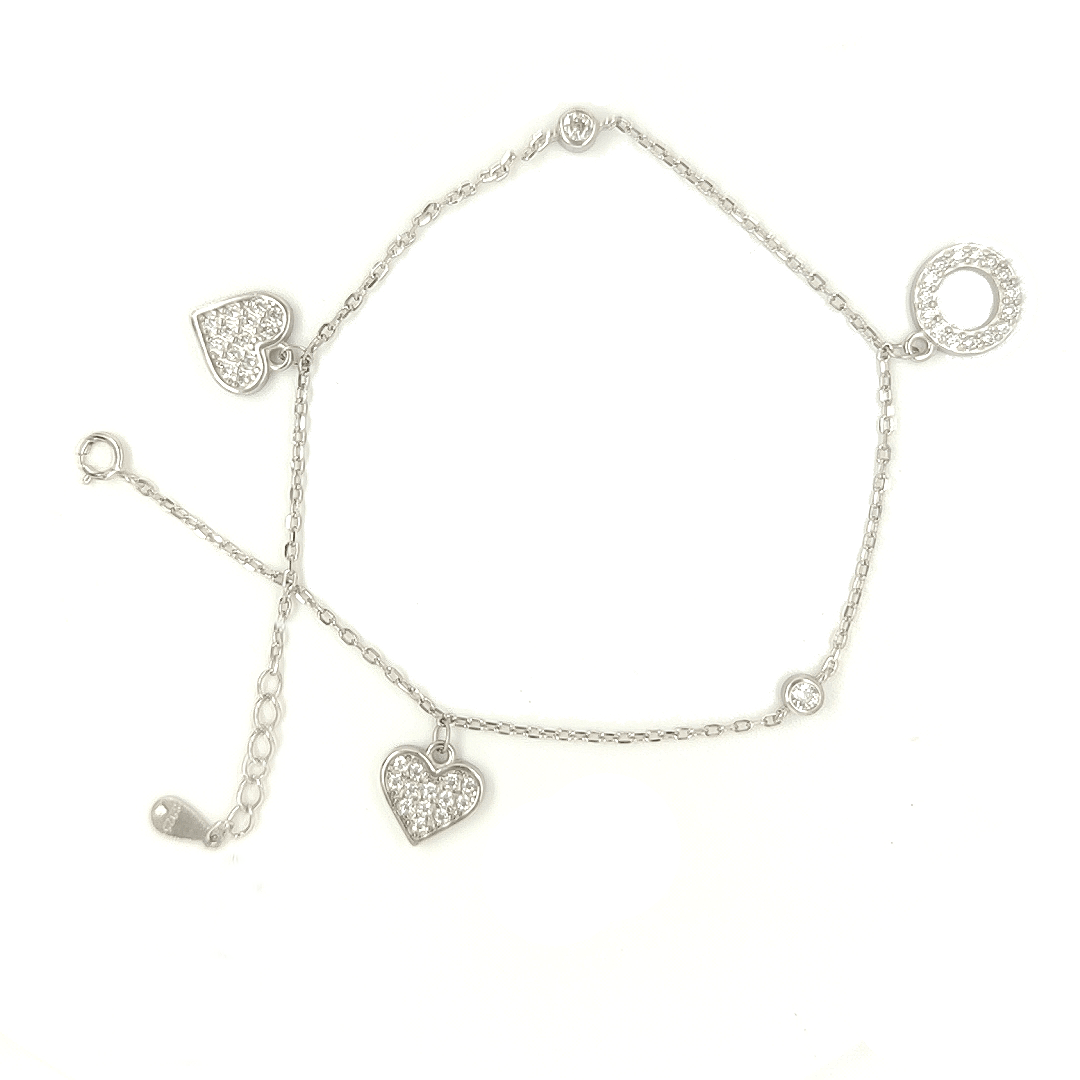 Asfour-Crystal-Sterling-Silver-925-Hearts-Anklet-Silver