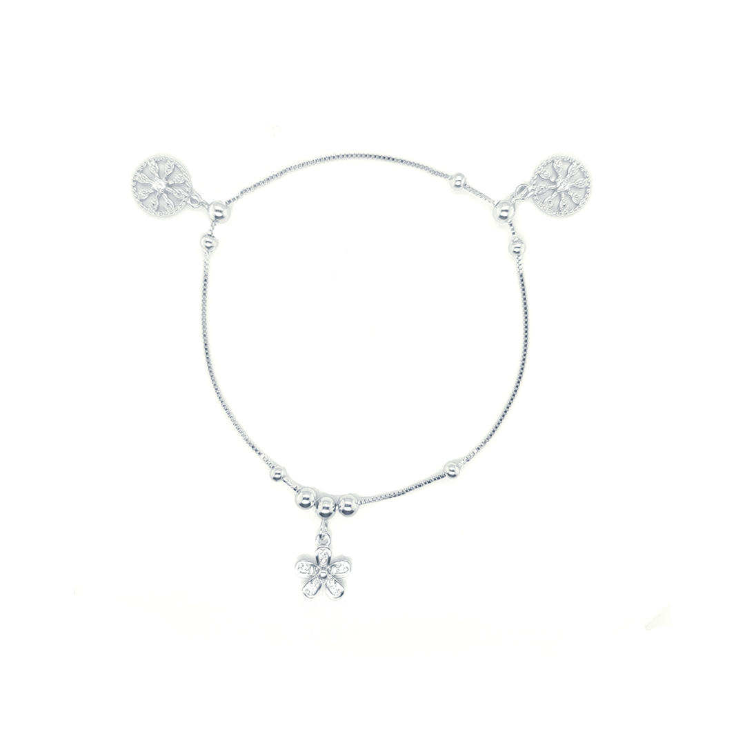 Asfour-Crystal-Sterling-Silver-925-Flower-Wheels-Anklet-Silver