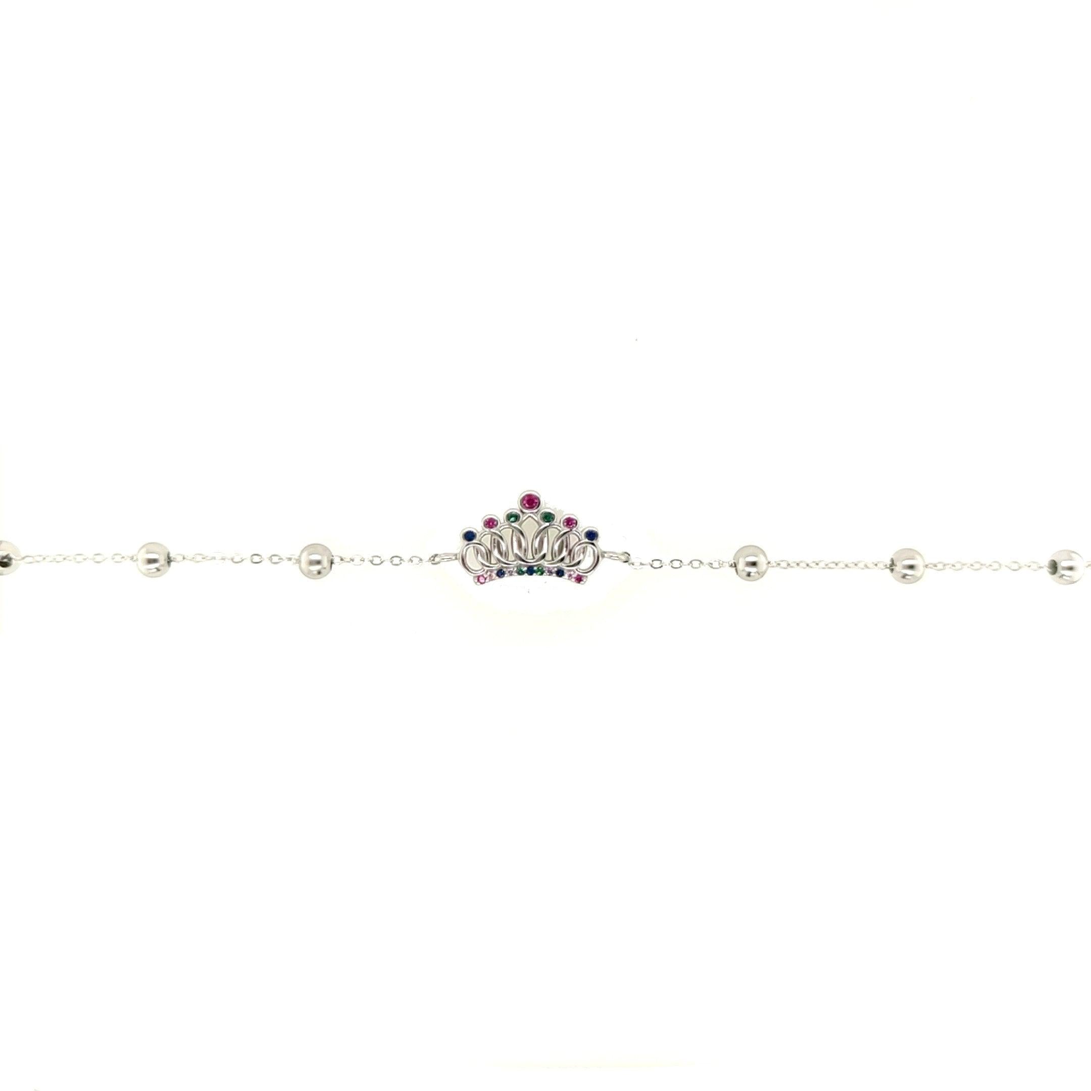 Asfour-Crystal-Sterling-Silver-925-Colorful-Crown-Bracelet-Silver