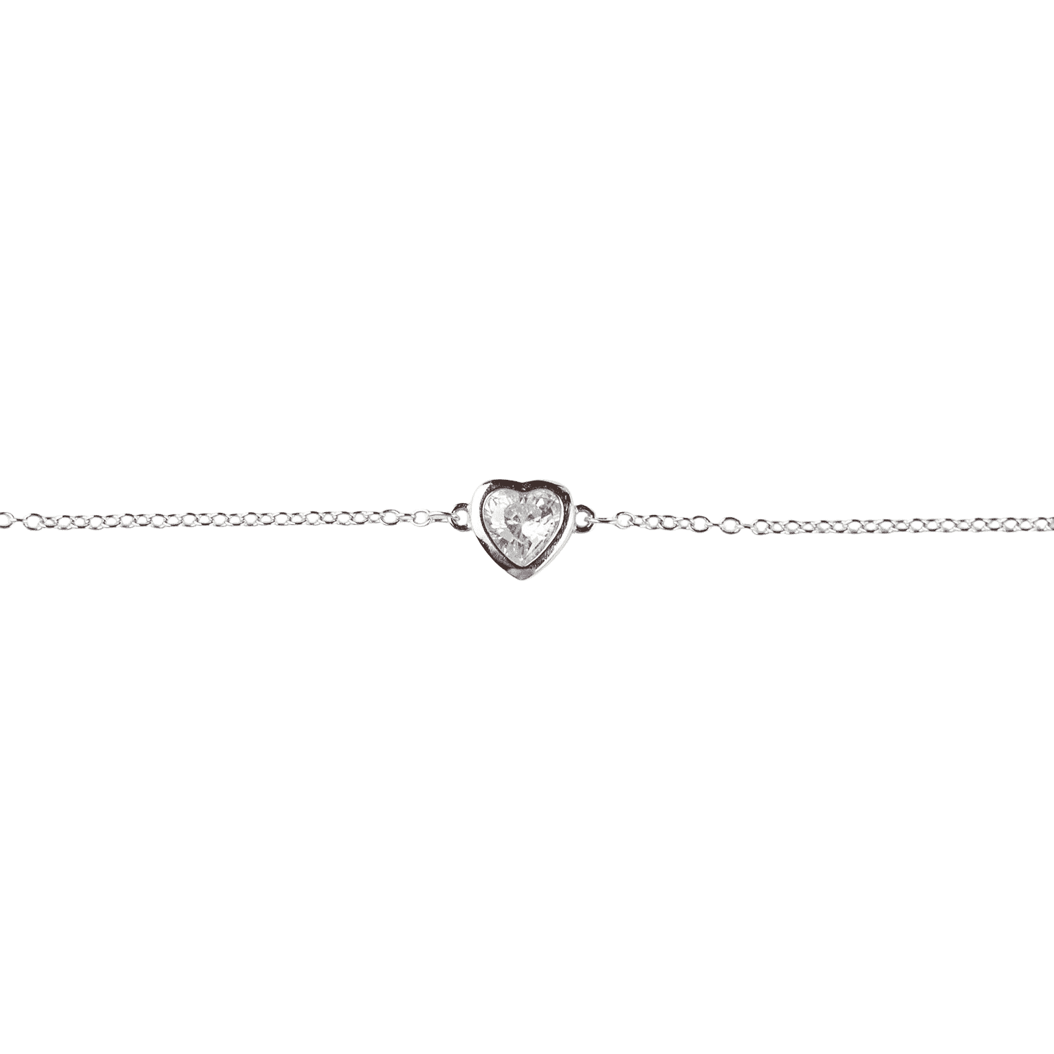 Asfour heart Zircon Stone 925 Silver Chain-Bracelet - B1934