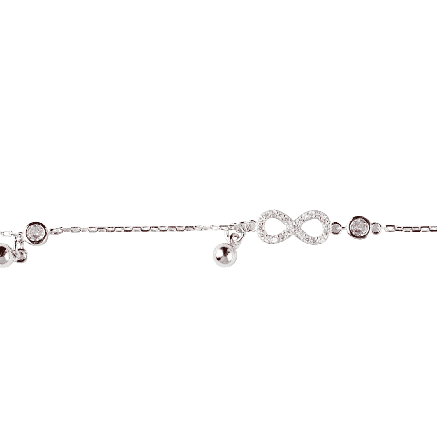 Asfour rounded Zircon Stone 925 Silver Chain-Bracelet - B1935