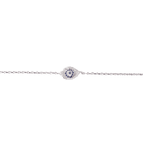 Asfour rounded Zircon Stone 925 Silver Chain-Bracelet - B1941