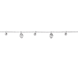 Asfour rounded Zircon Stone 925 Silver Chain-Bracelet - B1942