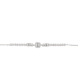 Asfour Zircon Rectangle+Rounded Shape 925 Sterling Silver Braclet,Clear