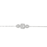 Asfour Zircon Rectangle+Rounded+Pear Shape 925 Sterling Silver Braclet,Clear