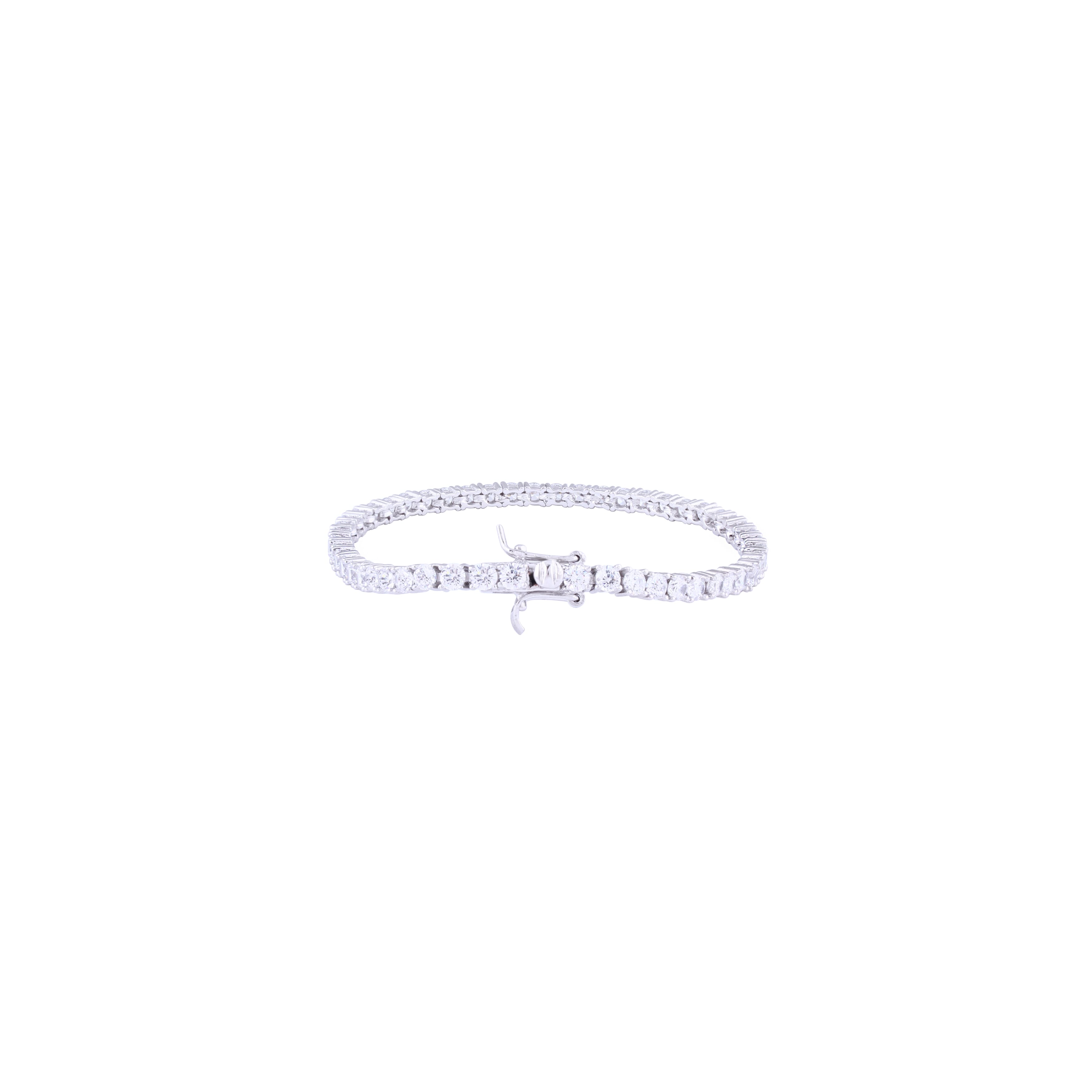 Asfour Crystal 925 Sterling Silver Tennis Bracelet With Round Stones