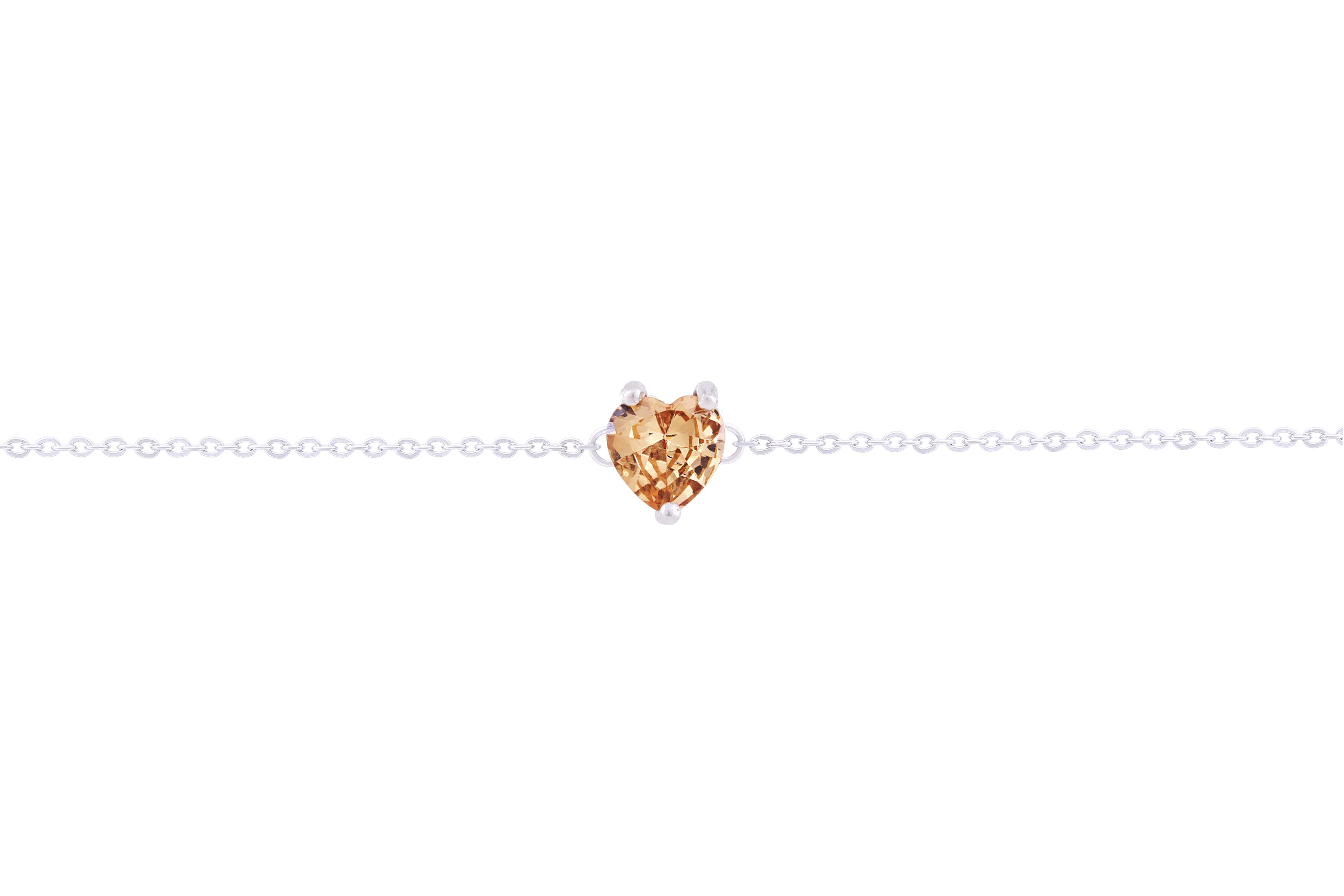 Asfour Crystal Chain Bracelet With Golden Shadow Heart Design In 925 Sterling Silver BE0020-D