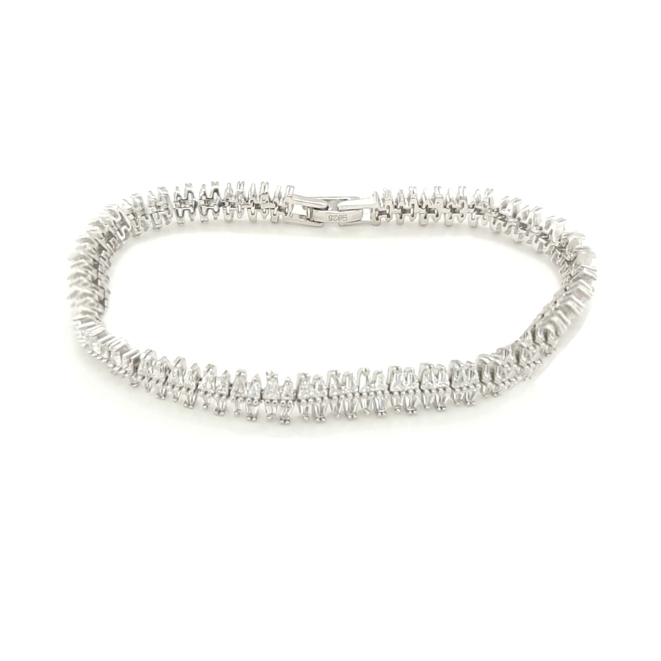 Asfour 925 Sterling Silver Tennis Bracelet Inlaid With Zircon Stones