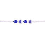 Asfour Box Chain Bracelet With Blue Pear & Heart Stones in 925 Sterling Silver