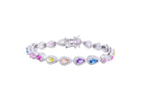 Asfour Tennis Bracelet With Multi Color Pears Stones In 925 Sterling Silver BR0463-K