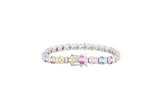 Asfour Tennis Bracelet Inlaid With multi Color Zircon Stones In 925 Sterling Silver BR0464-K