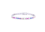 Asfour Tennis Bracelet Inlaid With Multi Color Baguette Stones In 925 Sterling Silver BR0465-K