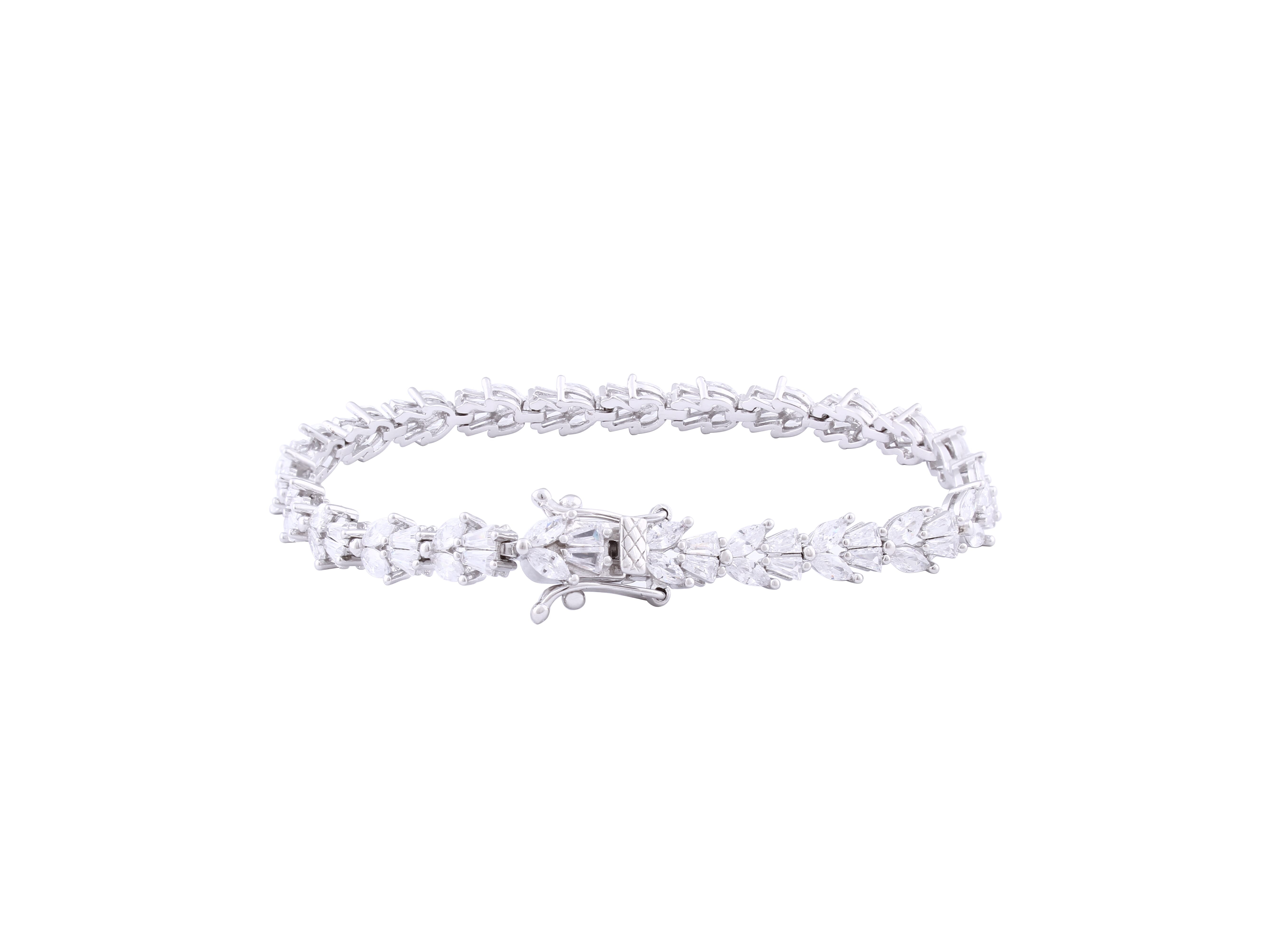 Asfour Tennis Bracelet Inlaid With Zircon Stones In 925 Sterling Silver  BR0466-W