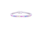 Asfour Tennis Bracelet Inlaid With multi Color Zircon Stones In 925 Sterling Silver BR0467-K