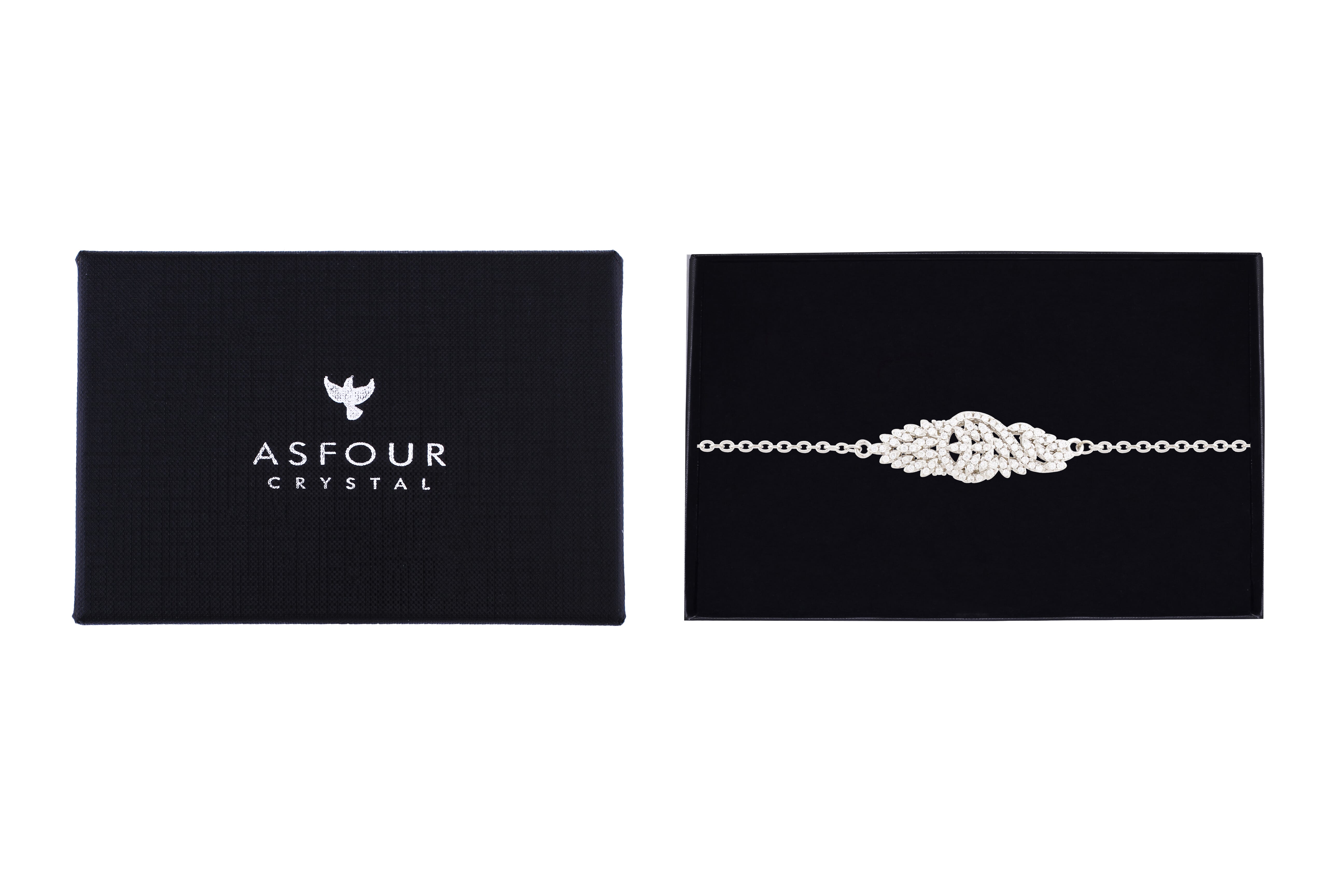 Asfour Chain Bracelet With Art Deco Design In 925 Sterling Silver BR0496