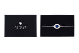 Asfour Crystal Chain Bracelet With Blue Oval Design In 925 Sterling Silver BR0507-B