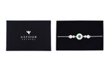 Asfour Chain Bracelet With Green Round Design In 925 Sterling Silver BR0511-WG