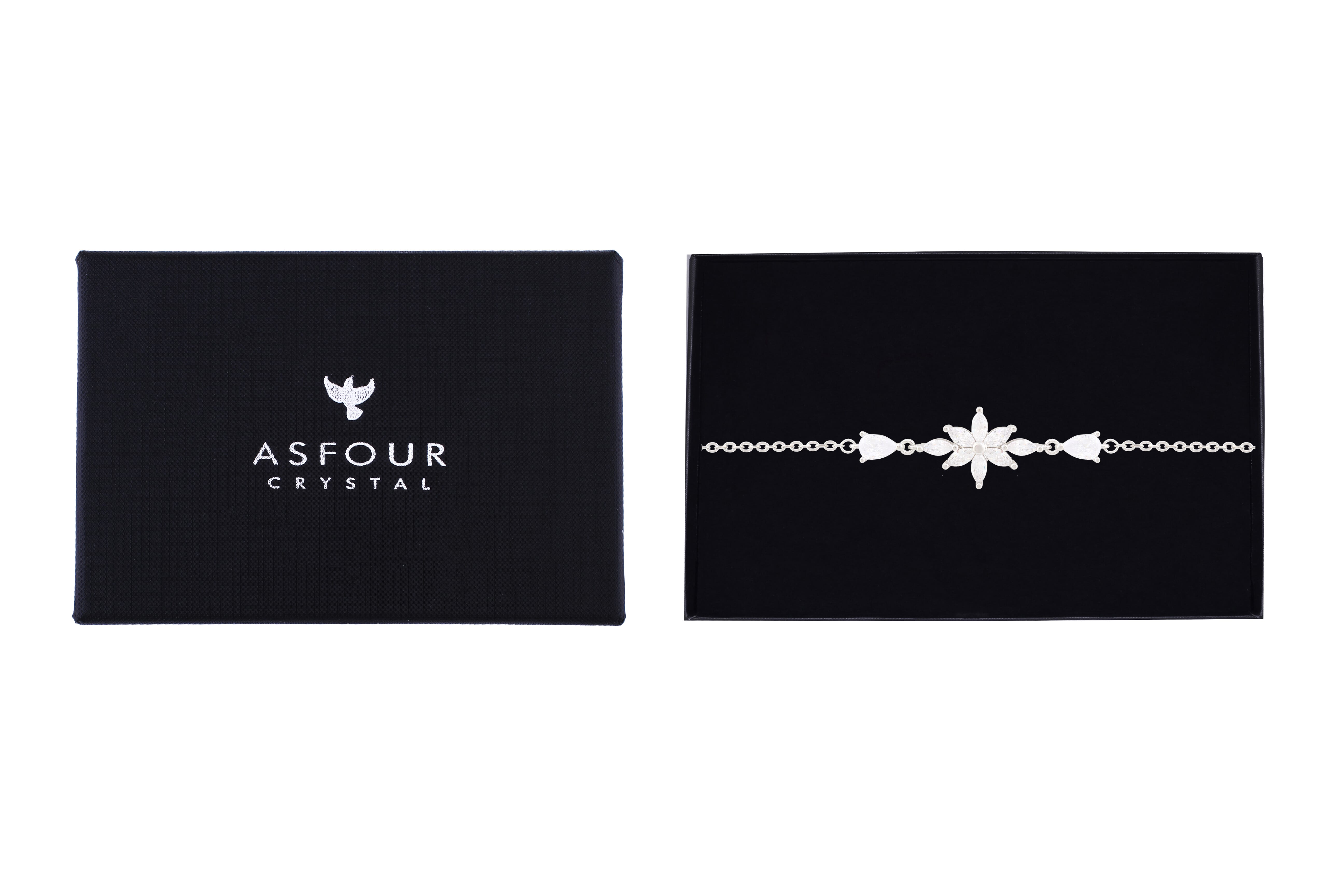 Asfour Chain Bracelet With Flower Design In 925 Sterling Silver BR0512