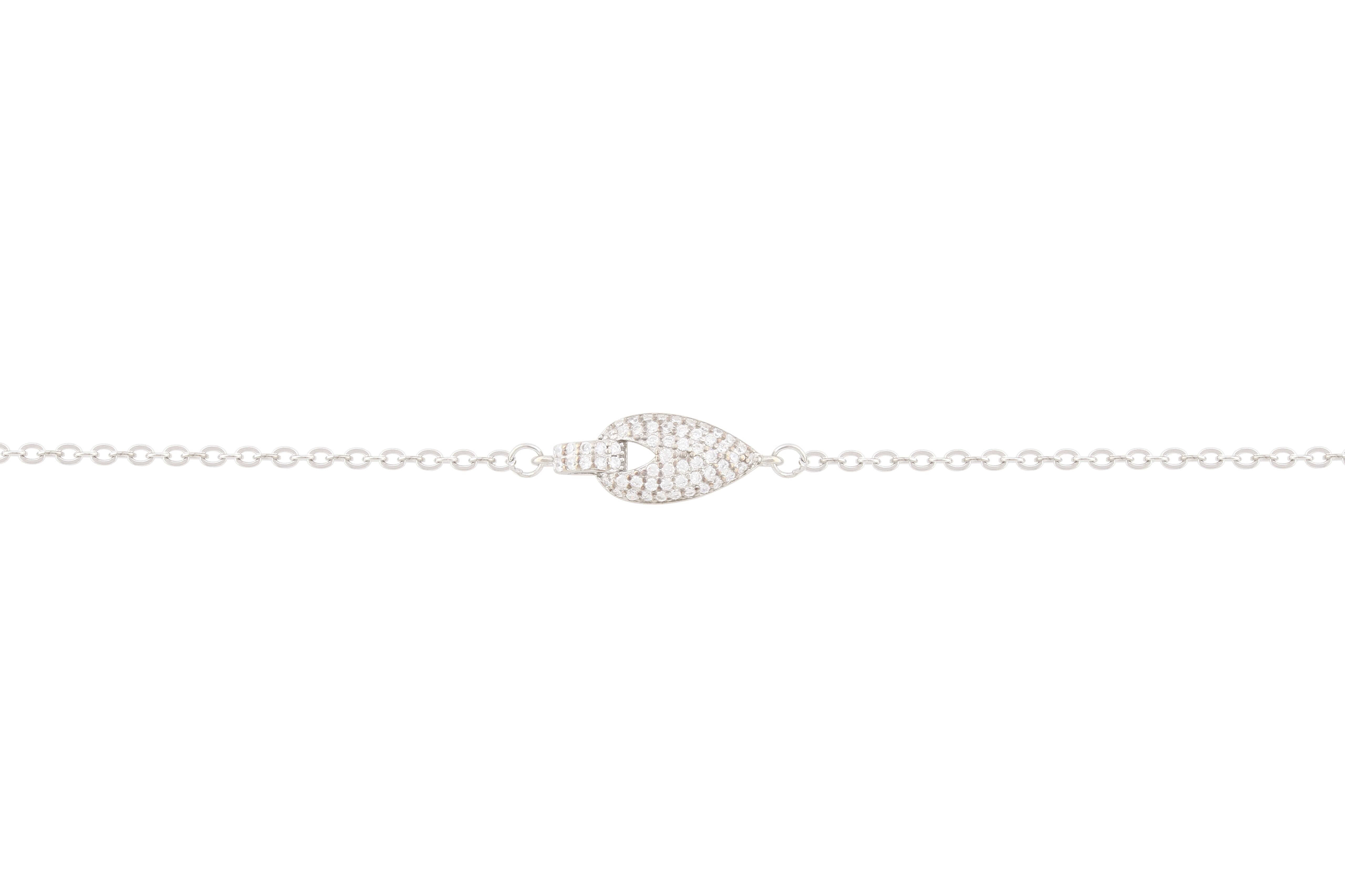 Asfour Crystal Chain Bracelet With Decorative Pear Design In 925 Sterling Silver BR0515