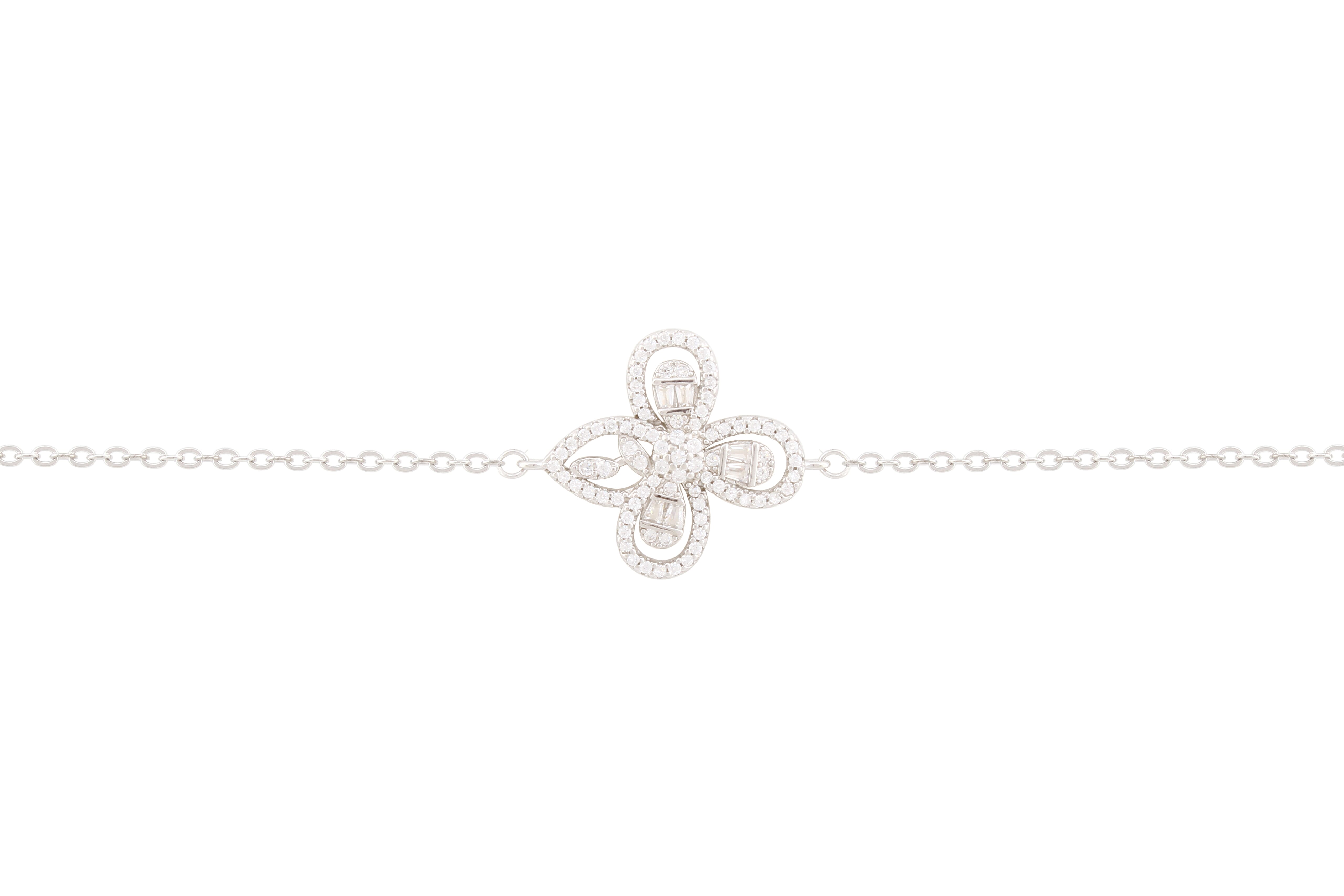 Asfour Chain Bracelet With Flower Design In 925 Sterling Silver BR0520