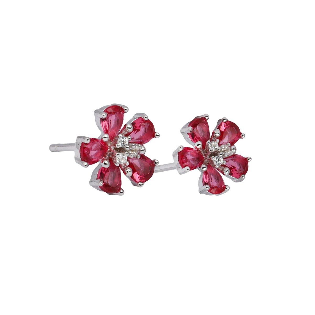 Earring E1002-R - 925 Sterling Silver - Rose Flower