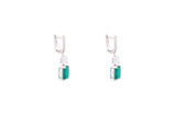 Asfour Crystal Dangle Earrings Inlaid With Emerald Zircon Stone In 925 Sterling Silver ED0002-G