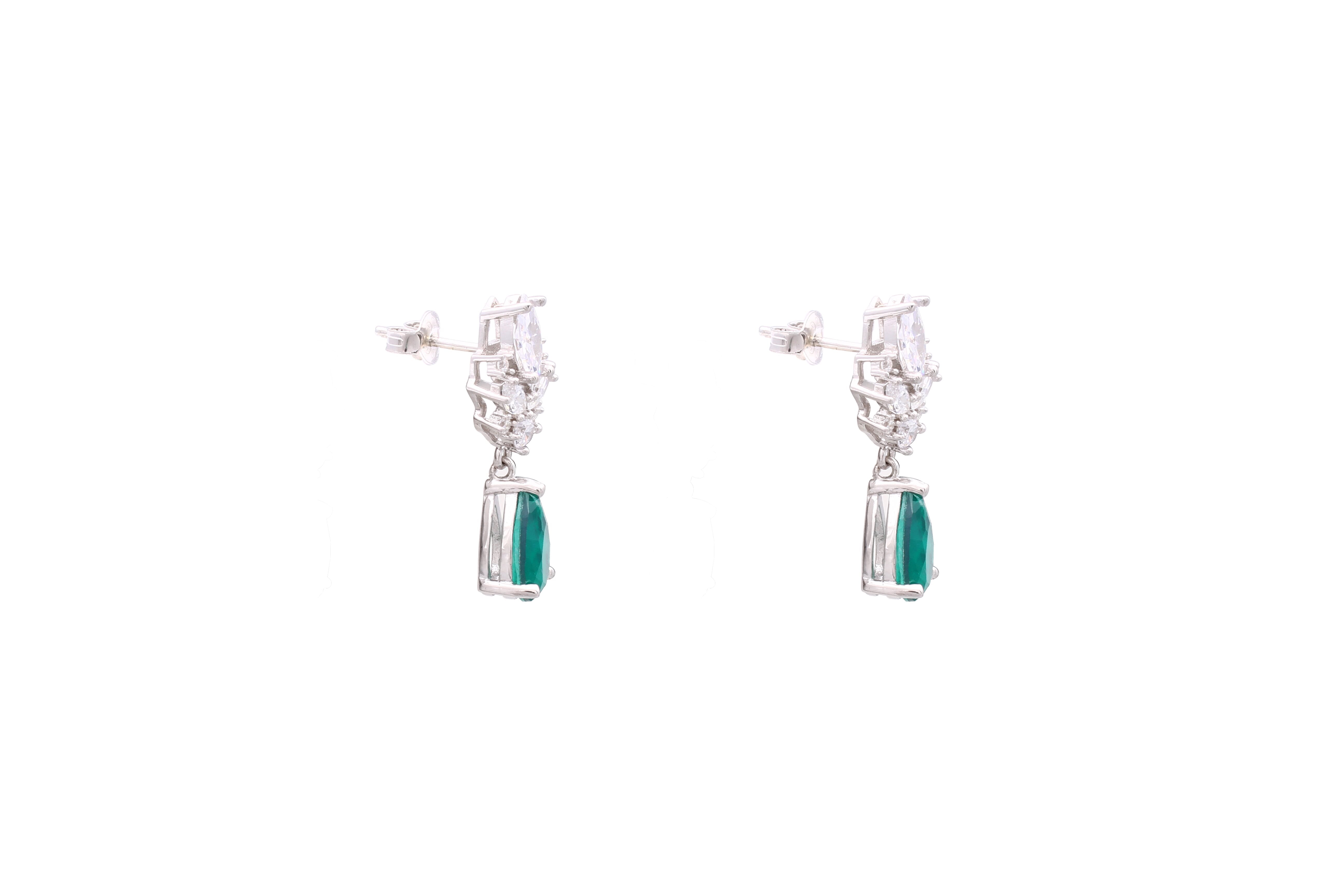 Asfour Crystal Drop Earring With Aquamarine Tear Drop Design In 925 Sterling Silver ED0003-GW