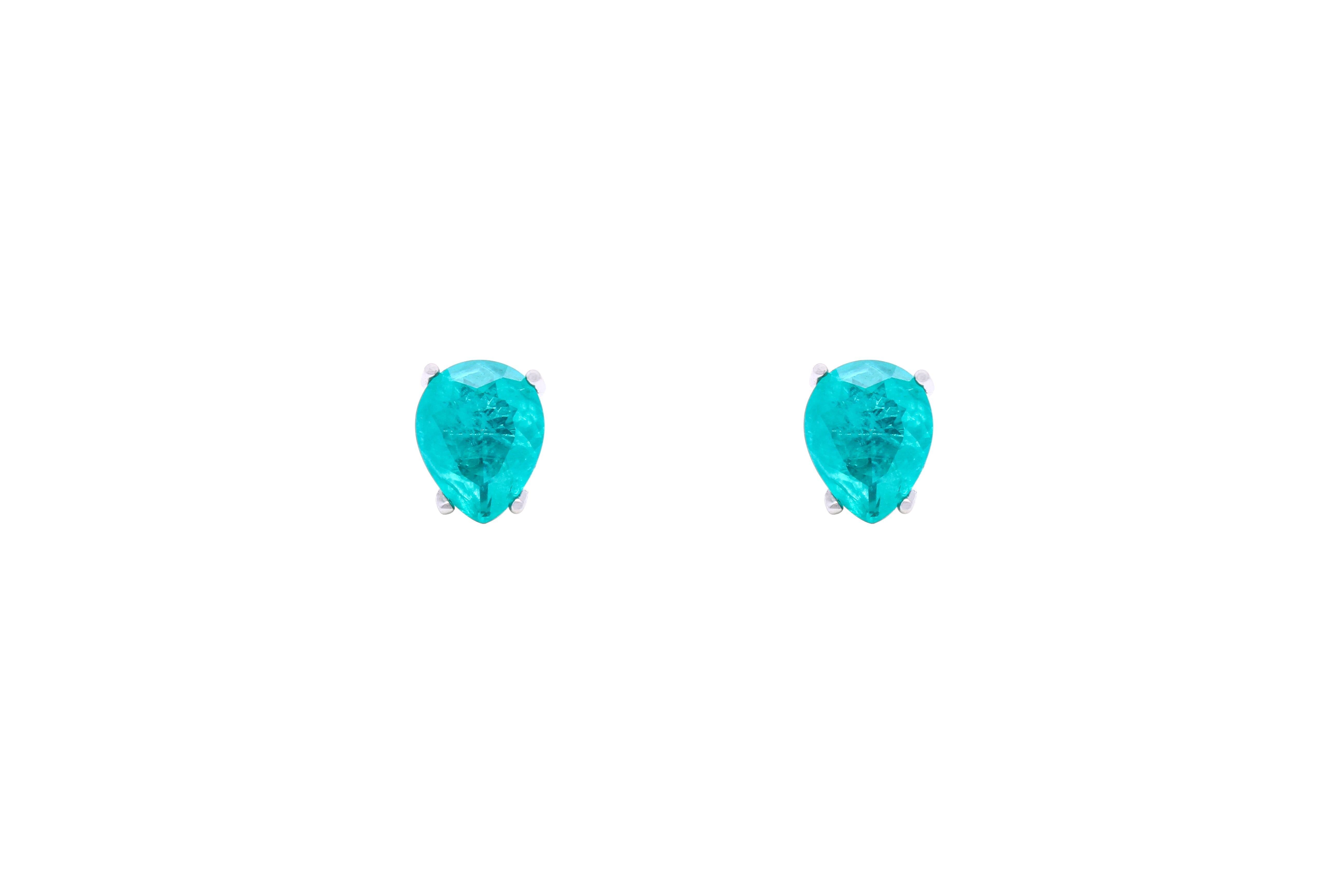 Asfour Crystal Stud Earring With Aquamarine Pear Design In 925 Sterling Silver ED0004-GC